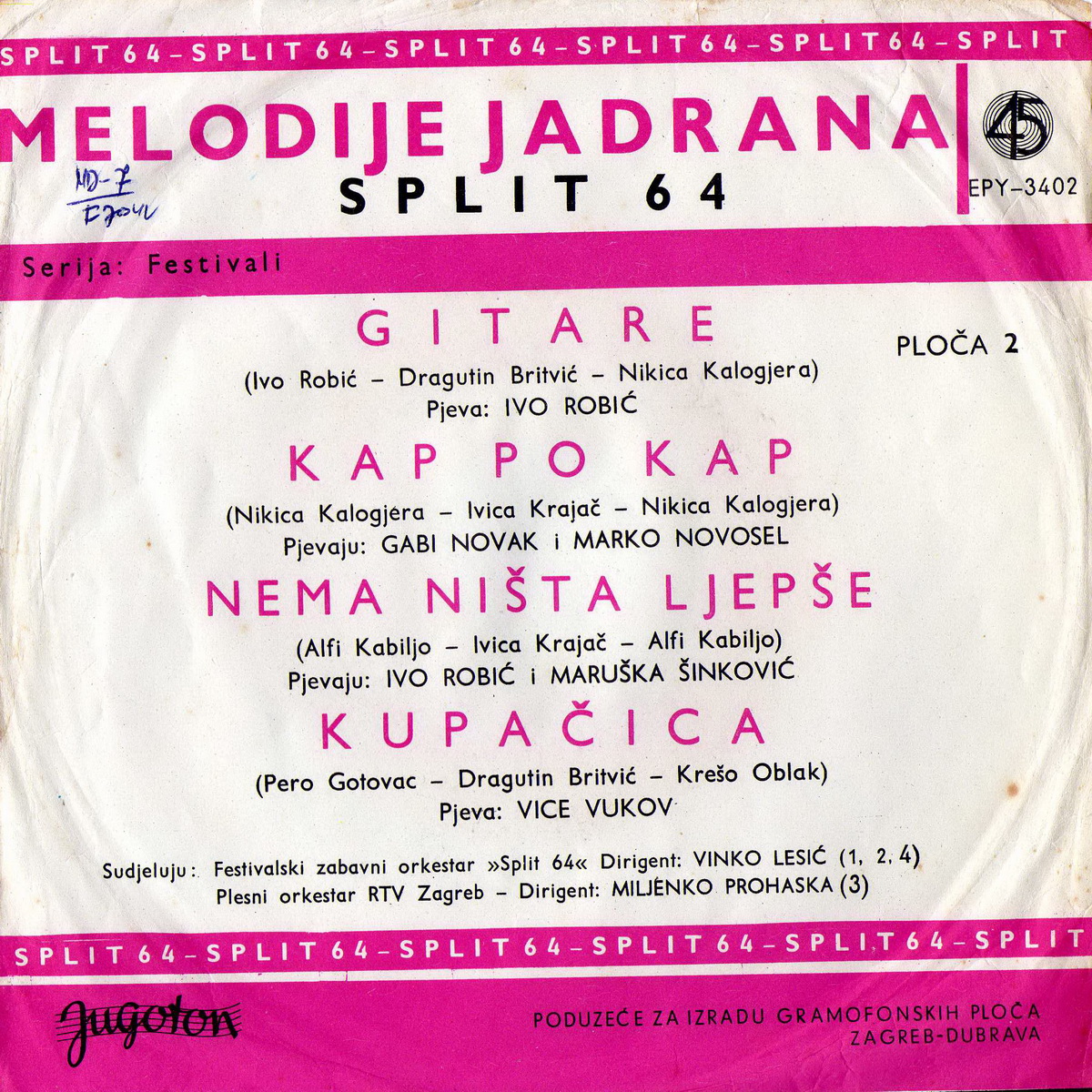VA 1964 Split 64 Melodije Jadrana EP 2 b