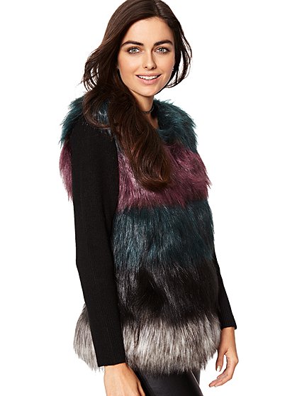 Faux Fur Sweater Sleeve Vest 06150403 006